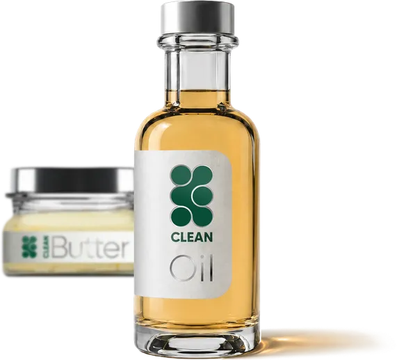 CLEANOil™ bottle and CLEANButter™ jar